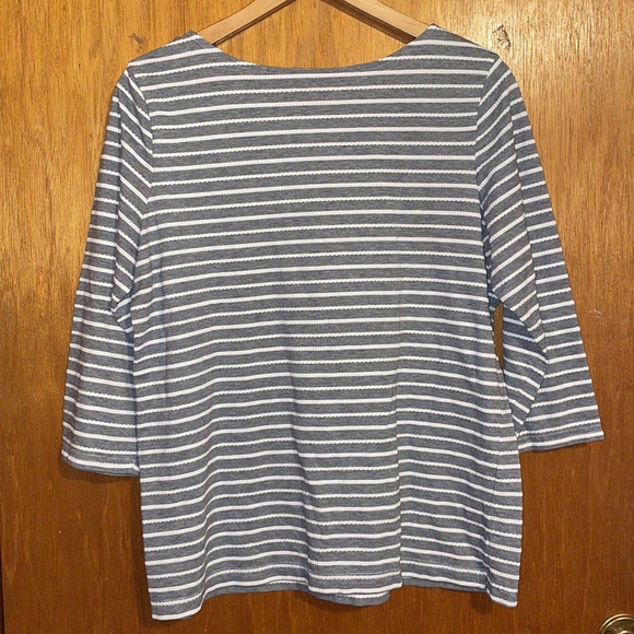 •CROFT & BARROW•BLACK & WHITE STRIPED 3/4 SLEEVES BOAT NECK BLOUSE SIZE XL EUC - Picture 3 of 8